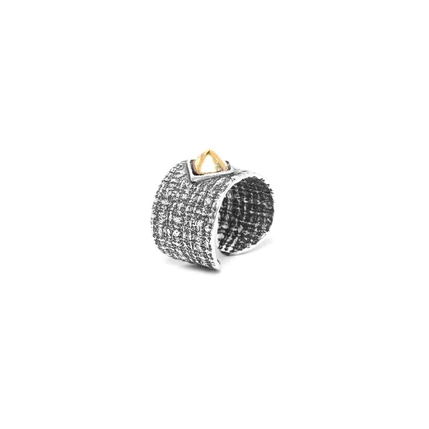 Ori Tao Wide Ring / Brass, Tin, 18K Fine Gold and Silver/ Stylish Ring / Kampala-3