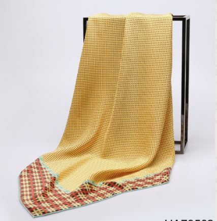 Fashion Luxury Silk Scarf  For Women / Yellow, Red, Black / 35" x 35", 12 mm / 100% Silk Satin / Gift Idea